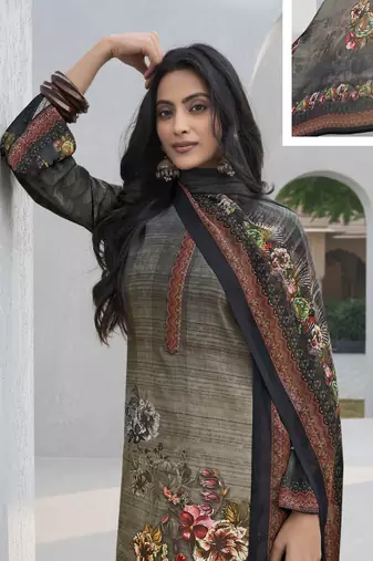 Grey crepe fabric ceremonial salwar suit