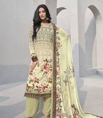 Cream crepe fabric ceremonial salwar suit