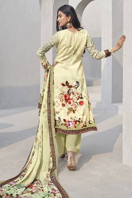Cream crepe fabric ceremonial salwar suit 2
