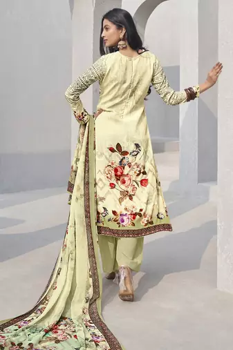 Cream crepe fabric ceremonial salwar suit