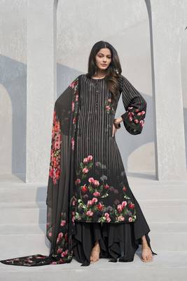 Black crepe fabric ceremonial salwar suit 1