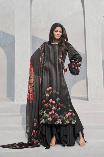 Black designer crepe fabric ceremonial salwar suit