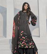 Black crepe fabric ceremonial salwar suit