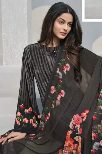Black crepe fabric ceremonial salwar suit