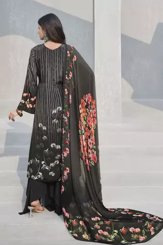 Black crepe fabric ceremonial salwar suit