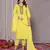 Yellow blended cotton fabric salwar suit with embroidered work