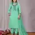 Sea green blended cotton fabric salwar suit with embroidered work