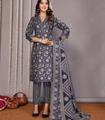 Blue blended cotton fabric salwar suit with foil printed 
