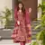Burgundy muslin fabric printed ceremonial girlie suit