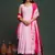 Pink viscosee organza fabric salwar kameez with sophisticated hand printed