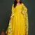 Yellow viscosee organza fabric salwar kameez with sophisticated hand printed