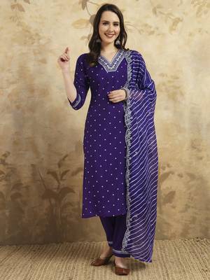 Purple chanderi silk fabric festive special readymade salwar kameez 1