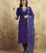 Purple chanderi silk fabric festive special readymade salwar kameez