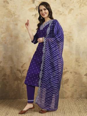 Purple chanderi silk fabric festive special readymade salwar kameez 2