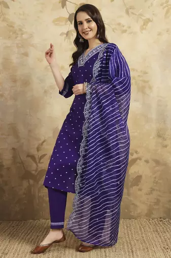 Purple chanderi silk fabric festive special readymade salwar kameez