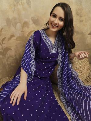 Purple chanderi silk fabric festive special readymade salwar kameez 3