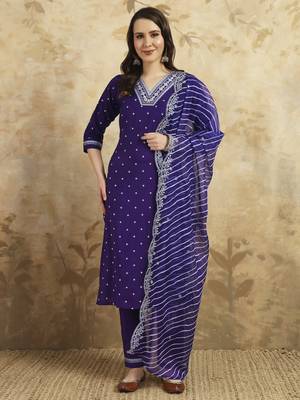 Purple chanderi silk fabric festive special readymade salwar kameez 4