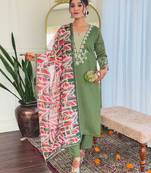Pista viscosee chanderi fabric festive special readymade salwar kameez
