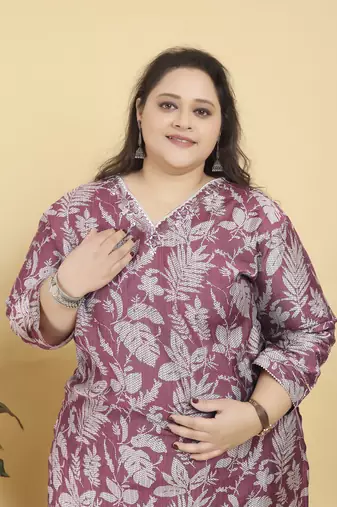 Pink lichi viscosee fabric plus size kurta set for festive looks