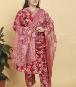 Maroon lichi viscosee fabric plus size kurta set for festive looks