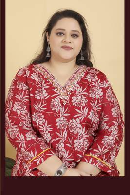 Maroon lichi viscosee fabric plus size kurta set for festive looks 3