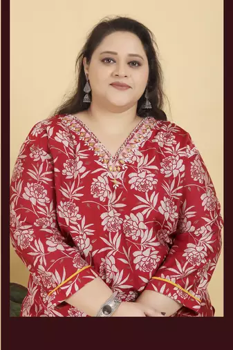 Maroon lichi viscosee fabric plus size kurta set for festive looks