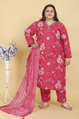 Orange rayon fabric plus size kurta set for festive looks 1