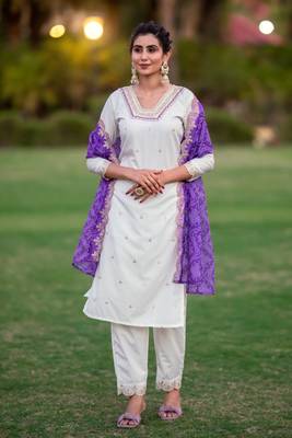 White roman silk fabric partywear salwar suit for girlie looks 1