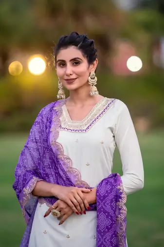 White roman silk fabric partywear salwar suit for girlie looks
