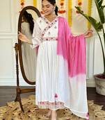 White chanderi viscosee fabric partywear salwar suit for girlie looks