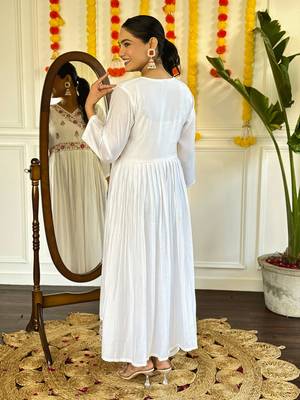 White chanderi viscosee fabric partywear salwar suit for girlie looks 2