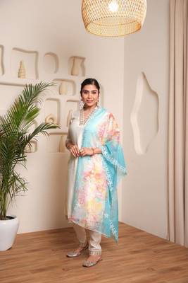 Off white p v chanderi fabric partywear salwar suit for girlie looks 1