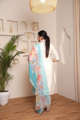 Off white p v chanderi fabric partywear salwar suit for girlie looks 2
