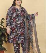 Black lichi viscosee fabric beautiful printed plus size kurta set
