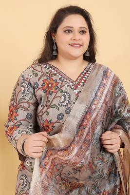 Coral lichi viscosee fabric beautiful printed plus size kurta set 3
