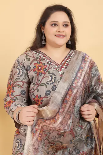 Coral lichi viscosee fabric beautiful printed plus size kurta set