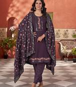 Wine smart and beautiful georgette fabric readymade salwar kameez