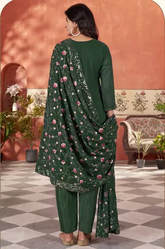 Green smart and beautiful georgette fabric readymade salwar kameez