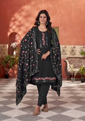 Black smart and beautiful georgette fabric readymade salwar kameez 1