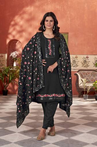 Black smart and beautiful georgette fabric readymade salwar kameez