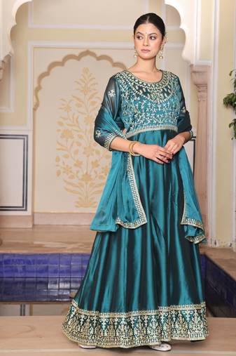 Rama glamorous rangoli silk fabric embroidery work heavy ceremonial attire