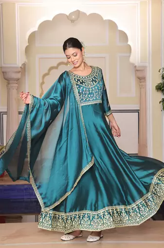 Rama glamorous rangoli silk fabric embroidery work heavy ceremonial attire
