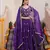 Purple glamorous rangoli silk fabric beads embroidery work heavy ceremonial attire