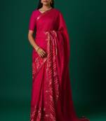 Rani  jaipuri designer gaji art silk ghatchola bandhani saree