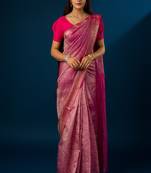 Pink crush tissue silk banarasi border saree