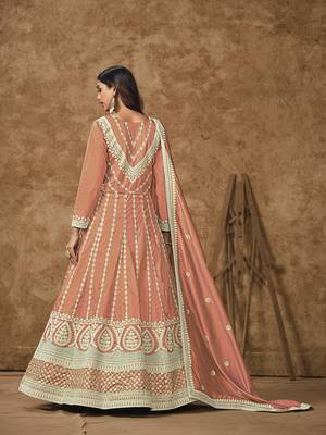 Peach embroidered dola silk blend gown 3