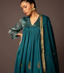 Teal benerasi border kurta set