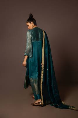 Teal benerasi border kurta set 4