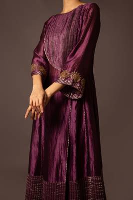 Purple dupion silk assymtreic yoke set 3