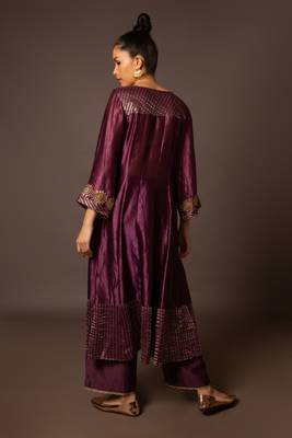 Purple dupion silk assymtreic yoke set 5